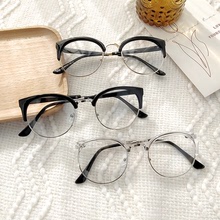 金屬眼鏡框日系圓形半框近視眼鏡架網紅防藍光眼鏡平光眼鏡批發