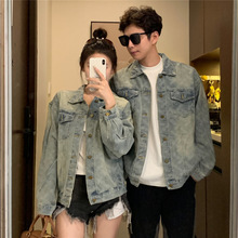 2025情侣装秋季新款男女休闲大码学院风美式牛仔夹克宽松外套