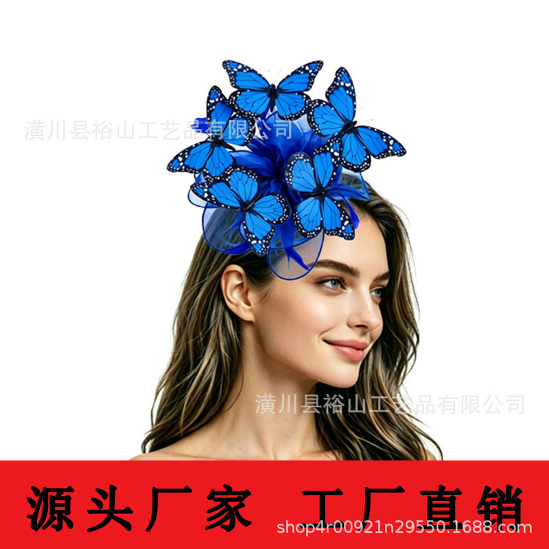 Amazon's best-selling colorful 3D realistic butterfly retro mesh headband hair accessory for the Horse Racing Festival