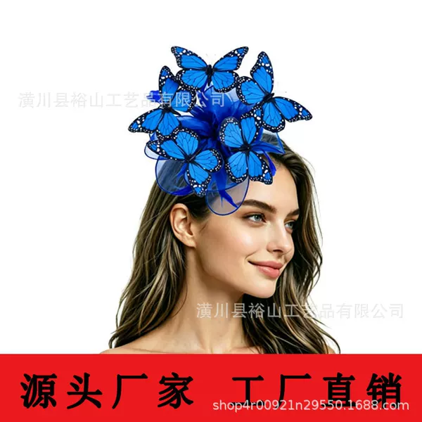 Amazon's best-selling colorful 3D realistic butterfly retro mesh headband hair accessory for the Horse Racing Festival