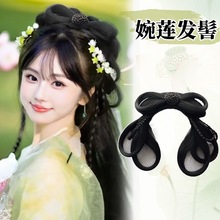 古风假发女一体式蝴蝶结发包古装写真发型底座仿真发丝短视频带货