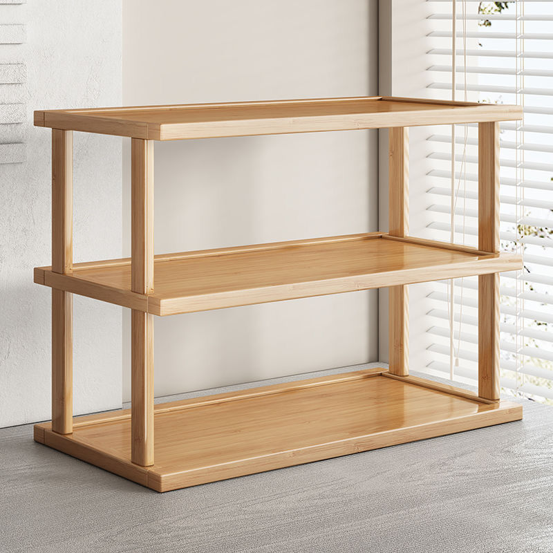 데스크탑 스토리지 랙 테이블 간단한 컵 물 컵 스토리지 랙 조리대 작은 다층 대나무 나무 파티션