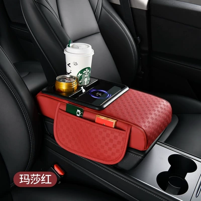 Armrest box pad Box Pad Storage Multifunctional Heightening - rechargeable-martha-red-three-dimensional-flower
