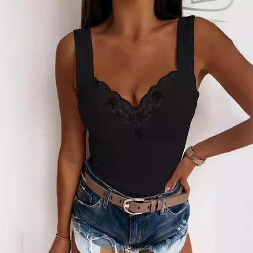 European and American Plus Size Amazon Cross-border New Arrival Fashion Casual Strappy Sexy Lace Vest