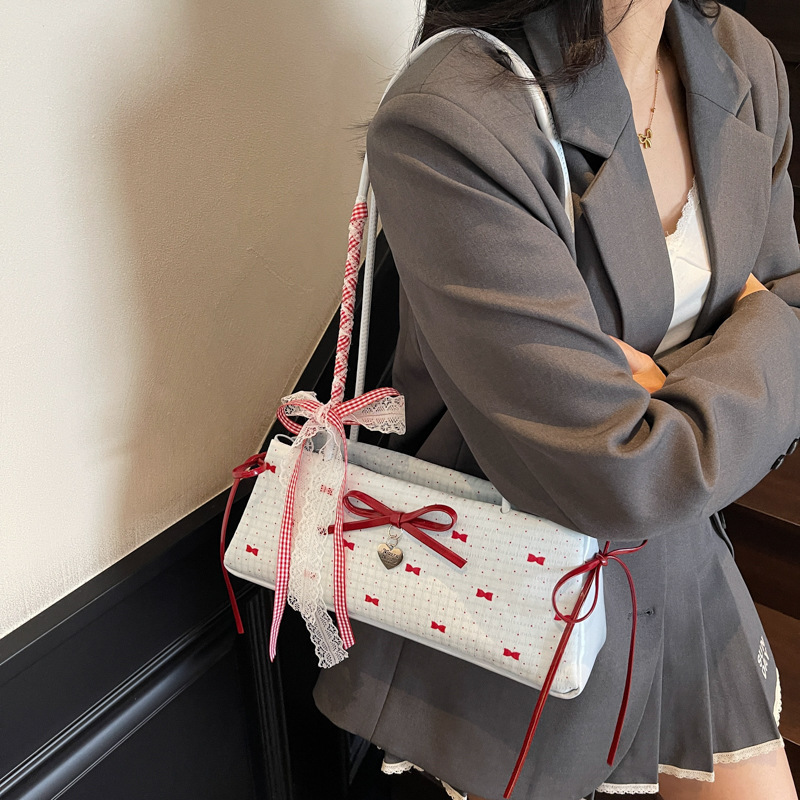 Bolso de axila de moda coreana 2025 verano nuevo bolso femenino estilo ballet lazo bolso de hombro de gran capacidad