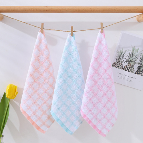 Pure cotton small square towel 25*25 kindergarten baby hand towel hook square towel 21 single yarn absorbent towel wholesale