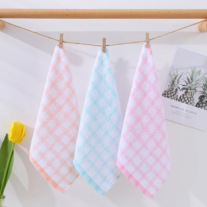 Pure Cotton small square towel 25*25 kindergarten baby hand-wiping hook square towel 21 single yarn absorbent towel wholesale