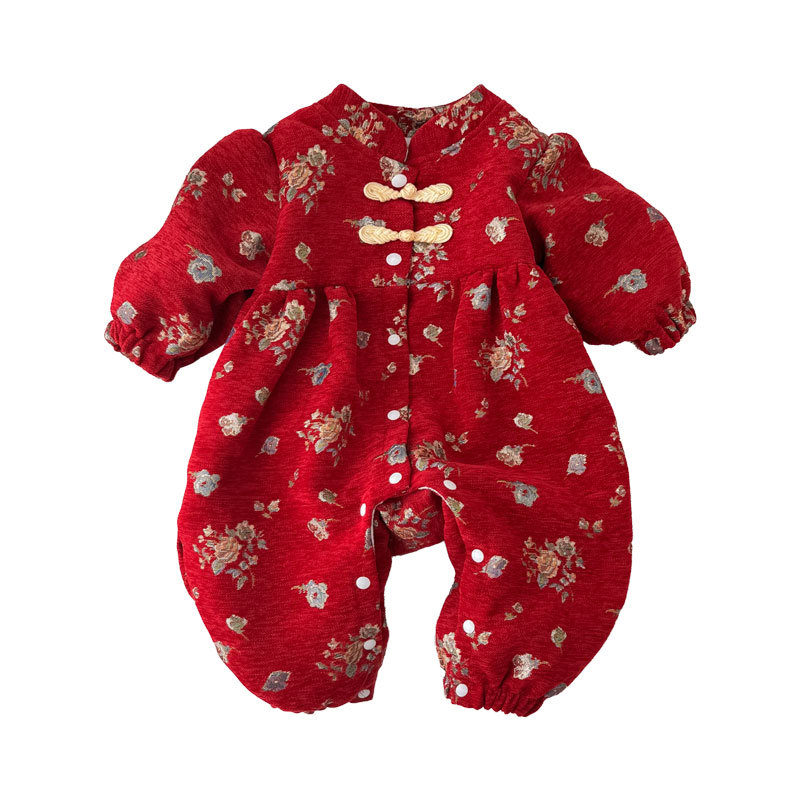 Ropa de Año Nuevo para niñas, ropa de una pieza, ropa de invierno para bebés, ropa de invierno para bebés y niños pequeños, ropa festiva de año nuevo
