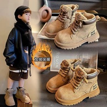 儿童马丁靴2025秋冬季新款男童短靴女童英伦风小黄靴加绒二棉皮靴