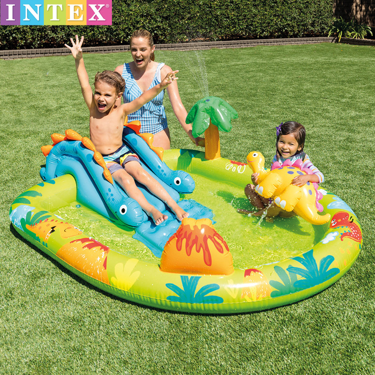 Genuine Intex Dinosaur Slide Spray Water Inflatable Swimming Pool Paddling Pool Baby Sand Pool Ocean Ball Pool 57166
