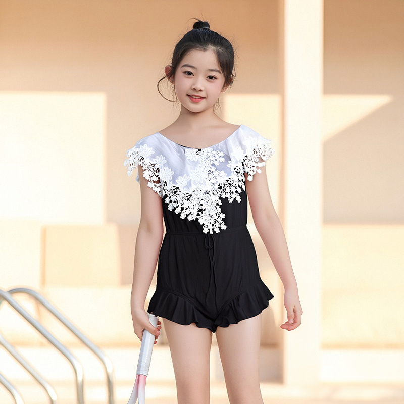 2025 traje de baño de una pieza para niños de estilo caliente liquidación gran promoción de secado rápido cómodo traje de baño de encaje de moda para niñas