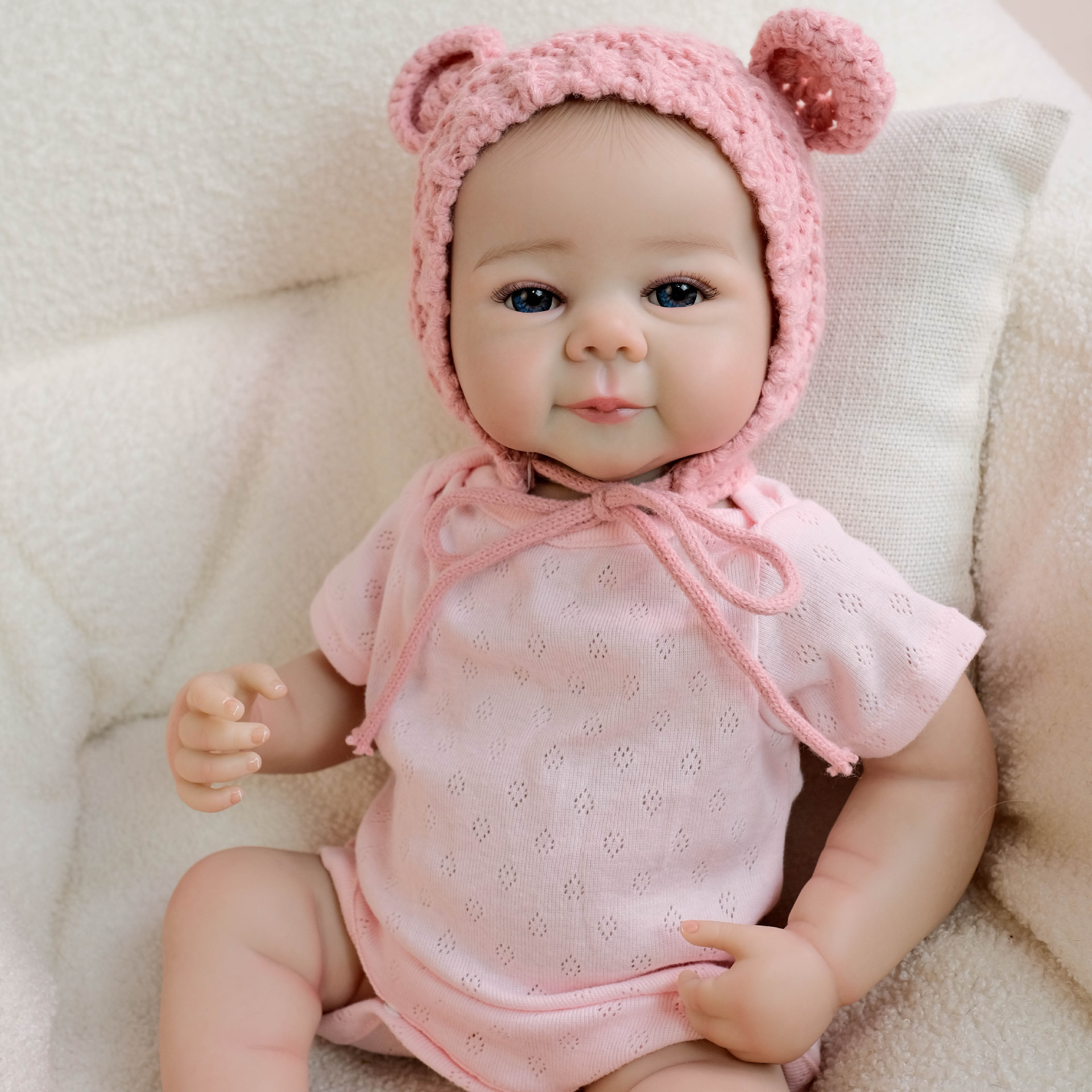 19inch mamela rosa de manga corta Julietta muñeca de simulación hecha a mano para dar regalos navideños a los niños