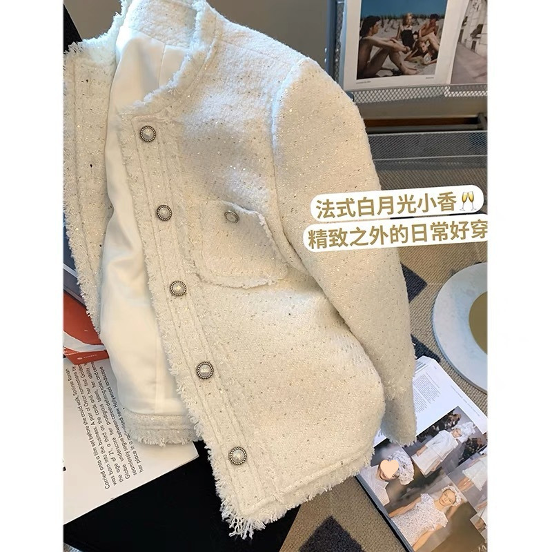 Tweed Style Jacket for Women, High-End Socialite Spring and Autum New Style, Small, High-End, Elegant, Tweed French Top