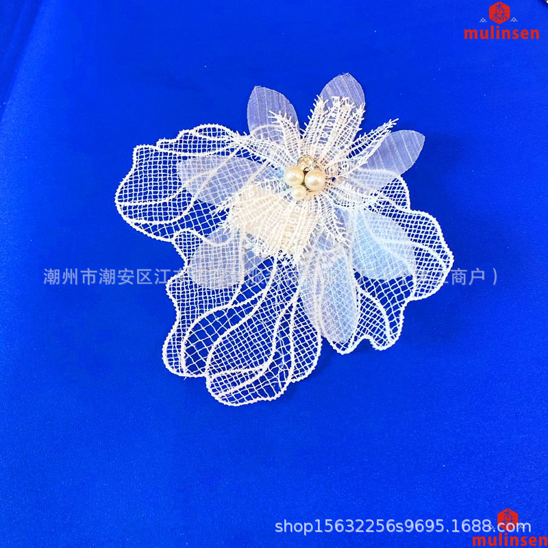 Chiffon Stereo Flower Rhinestone Beading Fashion New Embroider Water-Soluble Lace Lace Flower Factory Direct Clothing E18