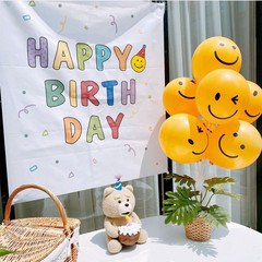 New Ins Baby Smile Birthday Banner Party Scene Decoration Forest Style Children's Bedroom Hanging Fabric Photo Decoration