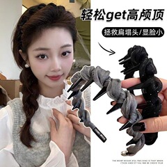 女性用気質真珠光沢のあるヘアバンド 2025 新しい多用途のハイエンドヘアピン高頭圧ヘアバンド滑り止め歯付き