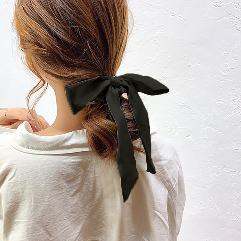 Red larga bufandas de seda correa de cabello para mujeres 2024 nuevo cabello trenzado corda de cabello coreana corda de arco corda de cabello