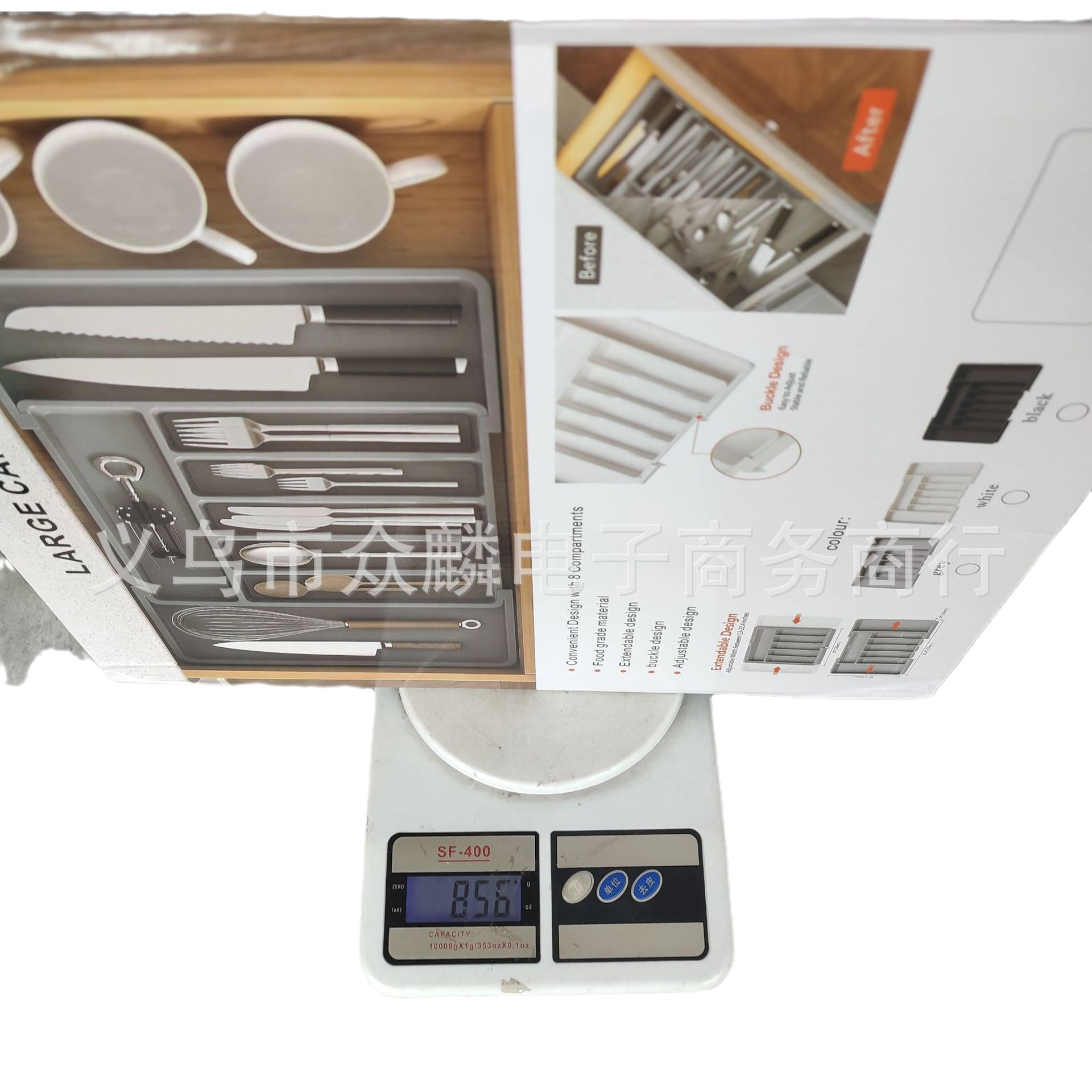 Bandeja de utensilios de cocina extensible