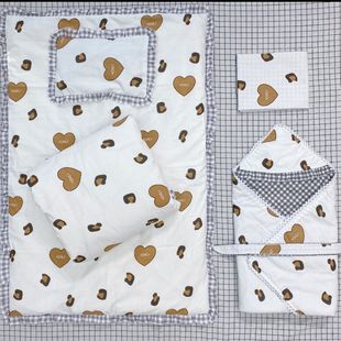 Baby Newborn Pure Cotton Twill Quilt Six-Piece Set Pure Cotton Six-Piece Set Newborn Bedding Quilt Bag Sheet