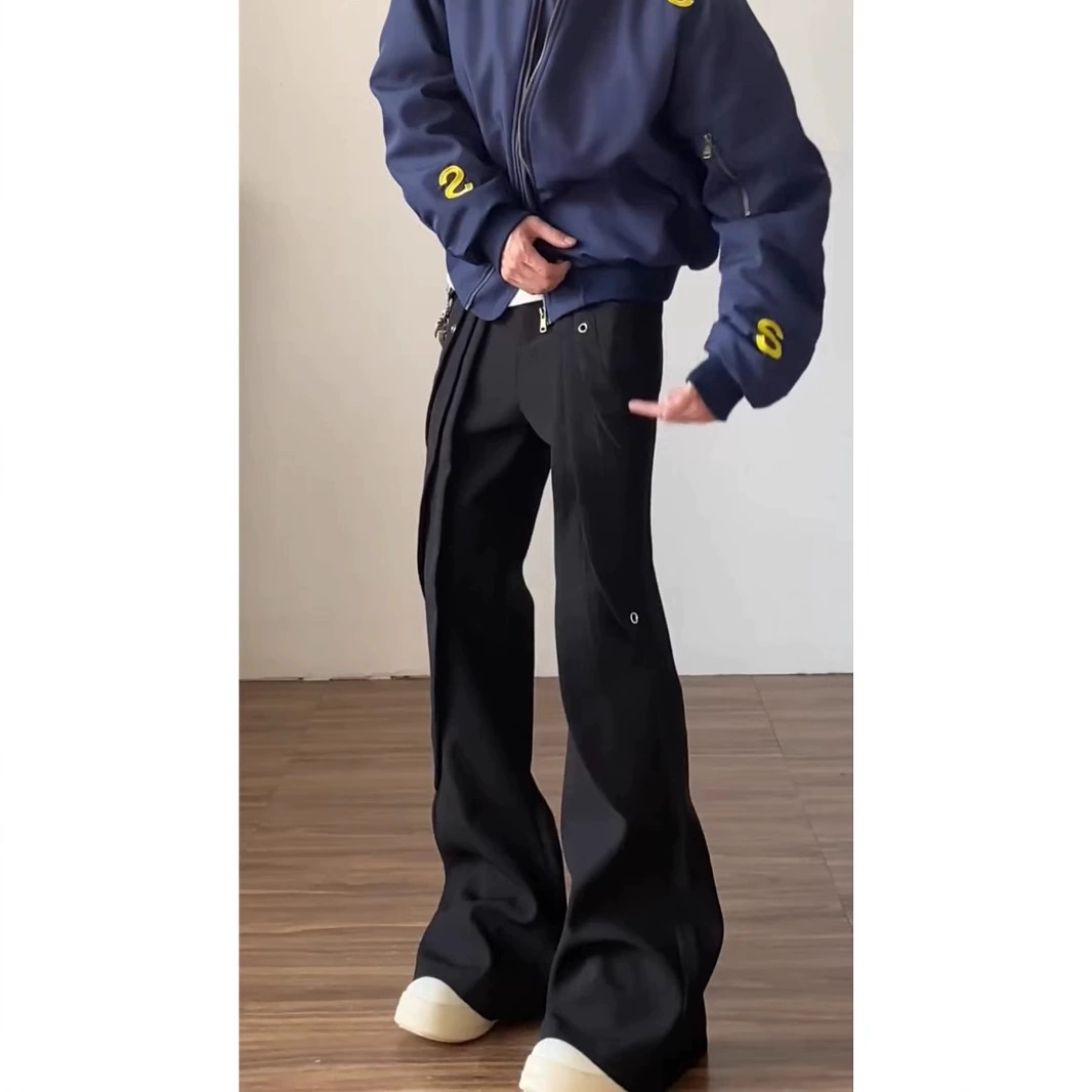 Летние черные микро-Ла-брюки мужские американские высокие улицы cleanfit прямые брюки с длинным рогом