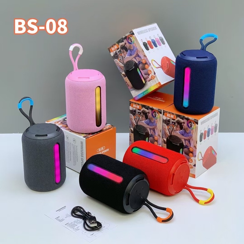 外国貿易の新型のBS-08のまぶしいカラーライトのbluetoothのスピーカーの屋外の携帯用サブウーファの携帯型のミニカードの音響|undefined