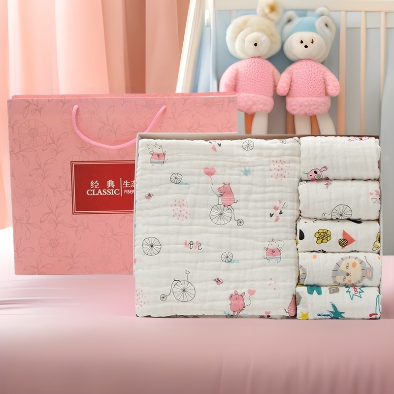 Newborn Class A Gift Box suit Full Moon 0-3 Years Old Baby Treasure Bath Towel 6-Layer Cotton Gauze Square Square Children's Quilt Newborn Class A Gift Box suit Full Moon 0-3 Years Old Baby Treasure Bath Towel 6-Layer Cotton Gauze Square Square Children's Quilt
