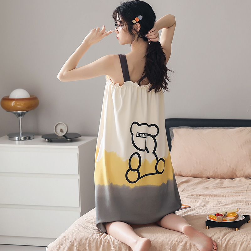 Pareja de pijamas de verano de algodón de manga corta de Internet celebridad oso lindo de dibujos animados nuevo camisón ropa de casa de las mujeres traje de verano