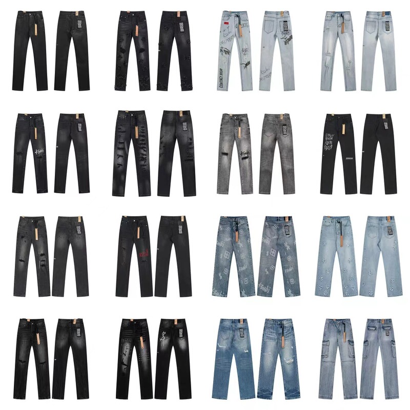 Foreign Trade American Fashion Ksubi Retro Ripped Washed High Street Unisex Casual Trendy Slim Fit Skinny Stretch Jeans Foreign Trade American Fashion Ksubi Retro Ripped Washed High Street Unisex Casual Trendy Slim Fit Skinny Stretch Jeans