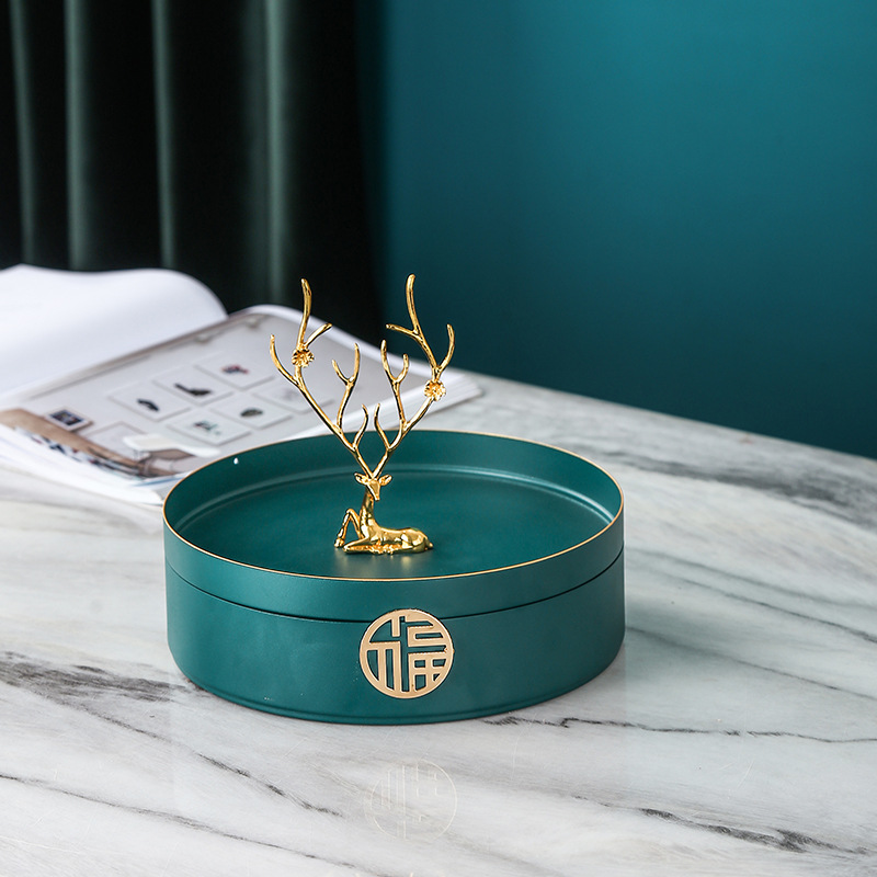 Hogar sala de estar Luz de lujo doble capa compartimiento giratorio fruta seca snack fruta placa té Mesa creativa boda dulces caja de almacenamiento