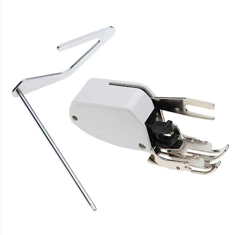 Hogar multi-funcional de alimentación síncrona prensatelas pie con Varilla de guía con cuchillo bloqueo borde prensatelas disco prensatelas pie material grueso prensatelas plisadas pie