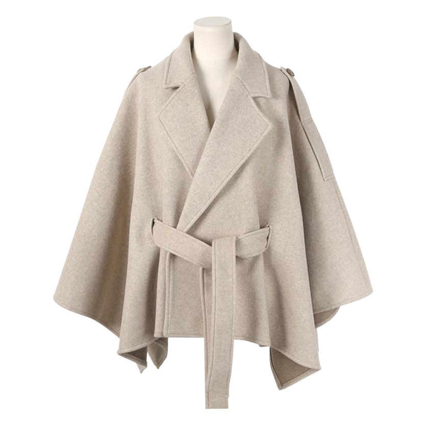 Abrigo Capa de Lana para Mujer 200 jin Grueso con Cinturón para Invierno