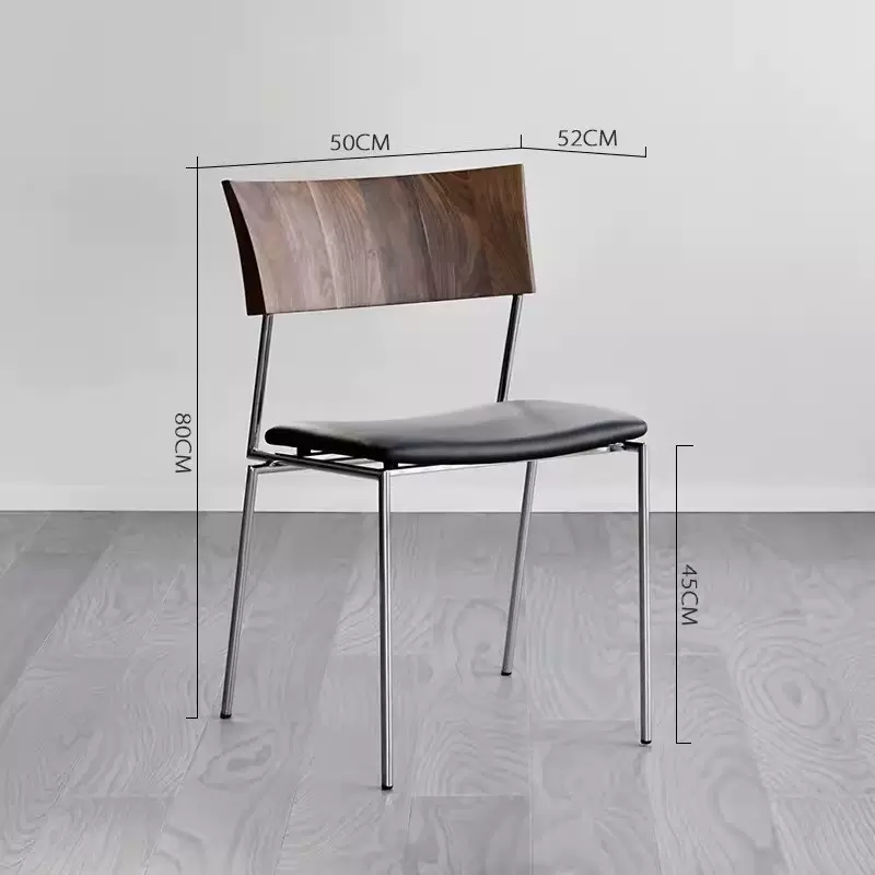 简约餐椅复古休闲网红椅书房餐吧咖啡馆展厅座椅实木不锈钢靠背椅