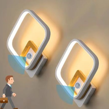Inducción cuadrada geometría moderna estilo minimalista dormitorio cabecera luz de fondo creativa pared balcón lámpara de pared lámpara de pasillo