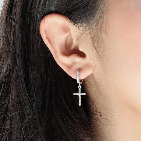 Men's Titanium Stud And Small Hoop Earring Set For Daily Wear_voghion.com
