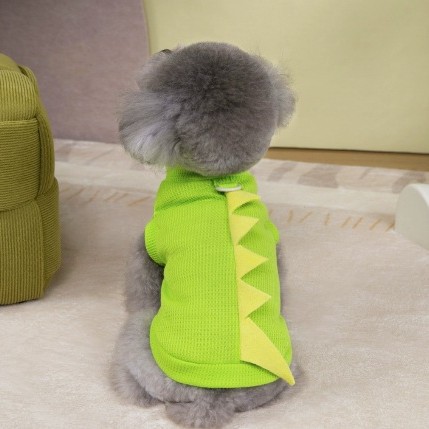 Nueva ropa para perros de primavera y verano de Amazon, linda ropa de protección solar delgada de dinosaurio, chaleco anti-caída para perros y gatos