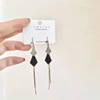 Silver needle, advanced white design earrings with tassels, silver 925 sample, high-quality style