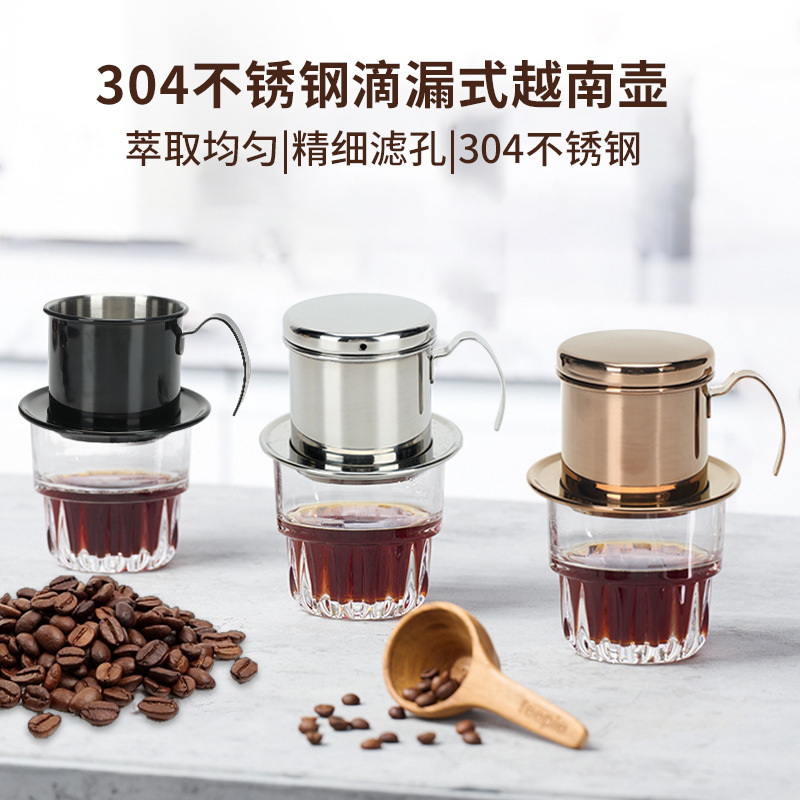 Manufacturer Wholesale Hand-Brewed Coffee Drip-Type Vietnamese Coffee Pot 304 Stainless Steel Multifunctional Coffee Cup Coffee Pot