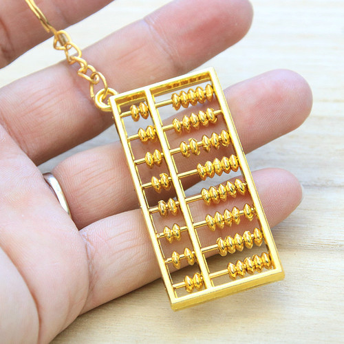 Hot-selling metal 8-speed abacus keychain pendant, wind shui, weekly supplies, lotteries, one-year-old alloy gold-plated pendant