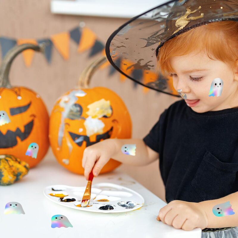 熱い販売ホログラフィックレーザーハロウィン特殊形状ゴースト落書きステッカーお祝いパーティーシール装飾ステッカー 3.8 センチメートル|undefined