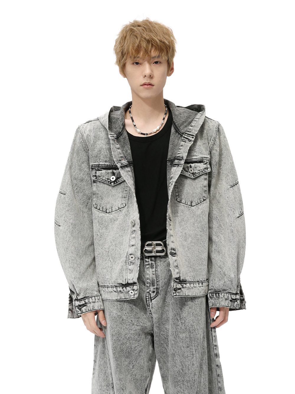 MTLCLOTHES Hombres| Otoño estilo americano vintage chaqueta con capuzas machetes pantalones de piernas largas jeans