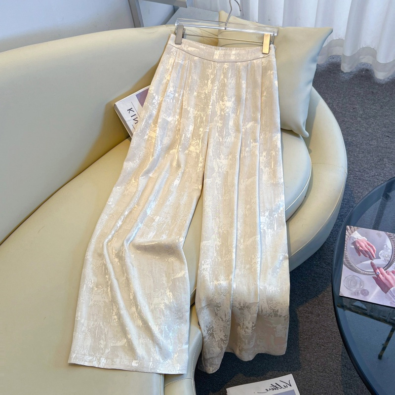 Quality-Guaranteed Silk Comfortable Pants for Middle-Aged Moms, New Chinese-Style Improved Ethnic Jacquard Slimming Retro Wide-Leg Trousers Quality-Guaranteed Silk Comfortable Pants for Middle-Aged Moms, New Chinese-Style Improved Ethnic Jacquard Slimming Retro Wide-Leg Trousers