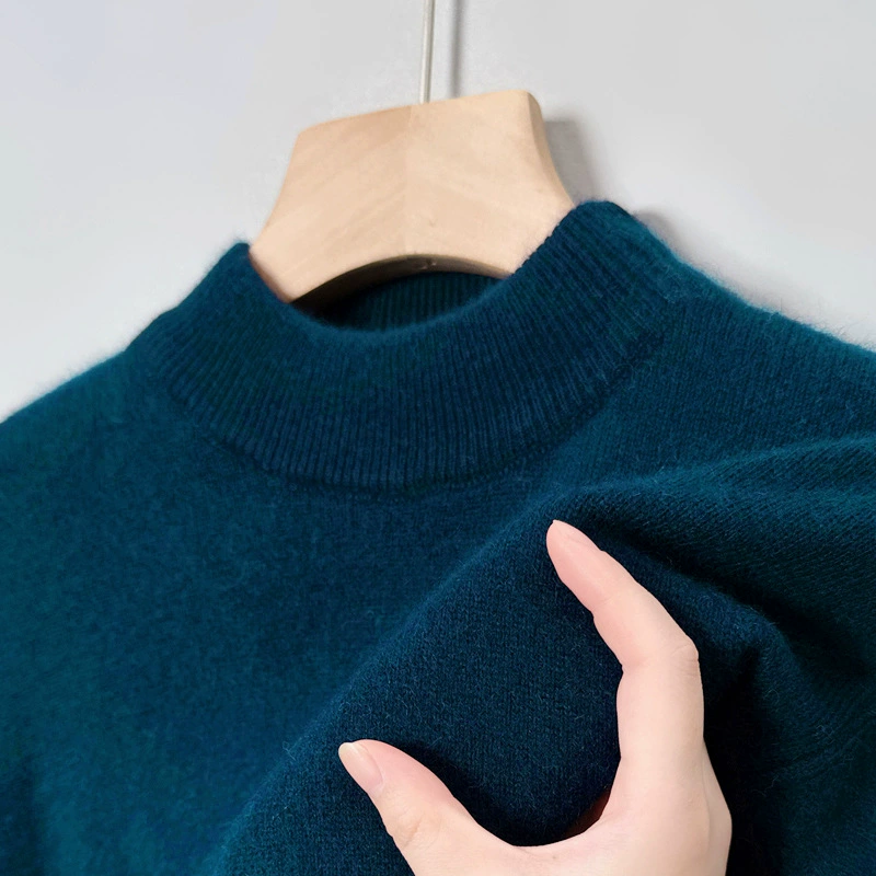 Цветной свитер, комфортная к телу knitted T-shirt для отдыха, 9 цветов, высокий ворот, круглый ворот