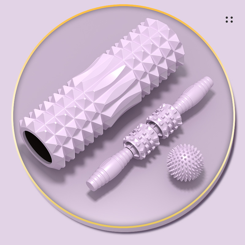 (라이트 퍼플) 33cm 초승달 기둥 + M8 마사지 스틱 + 고슴도치 공