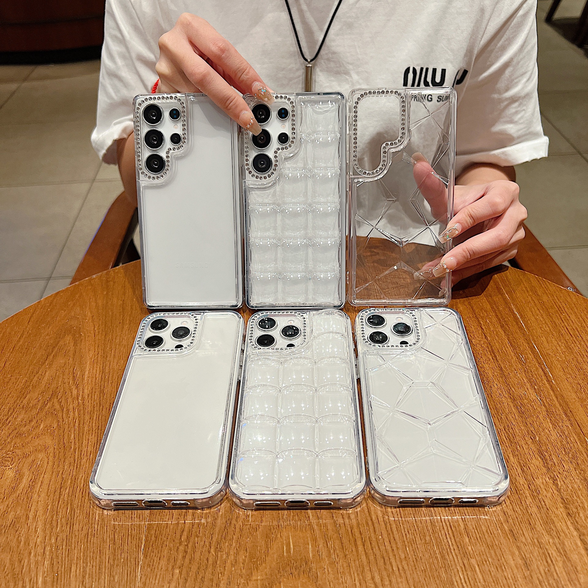 ins适用S三星S25ULTRA冰块手机壳满钻镜头苹果S24PLUS方块软壳new