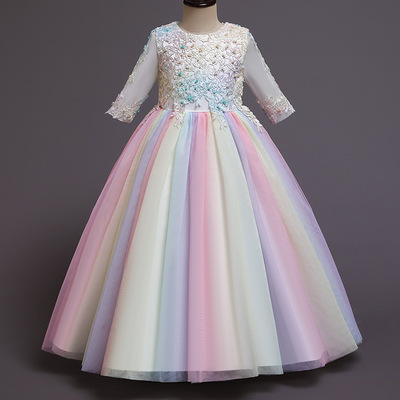 summer new pattern girl Wedding dress have more cash than can be accounted for Sleeve children Evening dress Flower girl full dress Wedding dress Foreign trade clothing