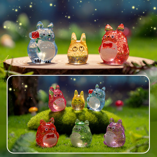 Creative Cartoon Artificial Fine Glitter Totoro Resin DIY Crafts Accessories Desktop Decorations Car Ornaments Pendants