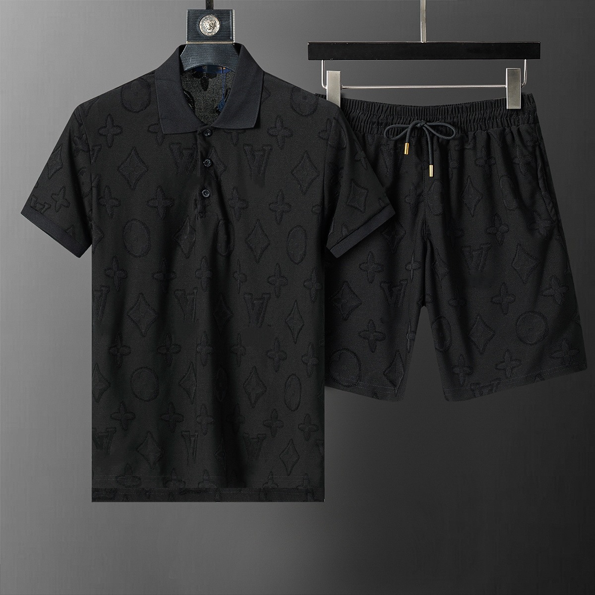 Cross-border versión correcta polo manga corta set de collar de verano clásico toalla de hombre bordado casual Europa y América explosión