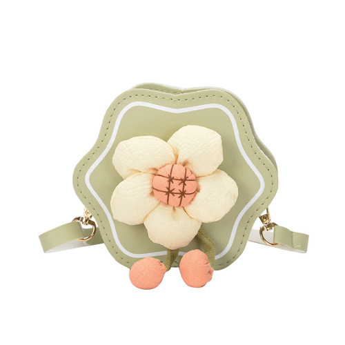 New children's bag girl cute little flower mini coin purse children's clothing accessories bag PU crossbody shoulder bag trendy