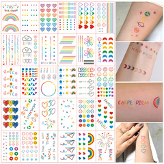 Korean INS-style Whoo Hyo tattoo stickers for girls with cute rainbow lines, youthful and trendy, perfect for influencers.