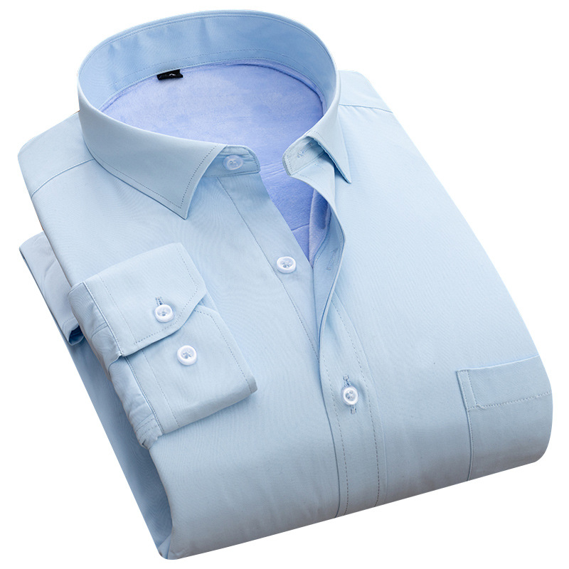 冬のベルベット保温男性白シャツビジネスカジュアル長袖弾力シャツ職業工装青年黒寸シャツ